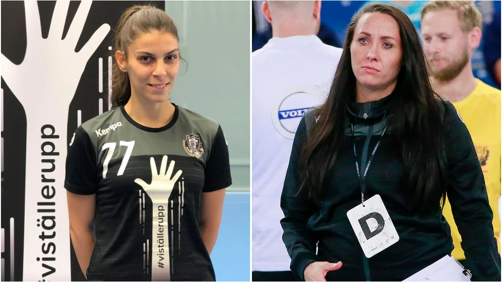 Andrea Beleska i specialtröjan till vänster i bild, Annica Ölén till höger i bild. 