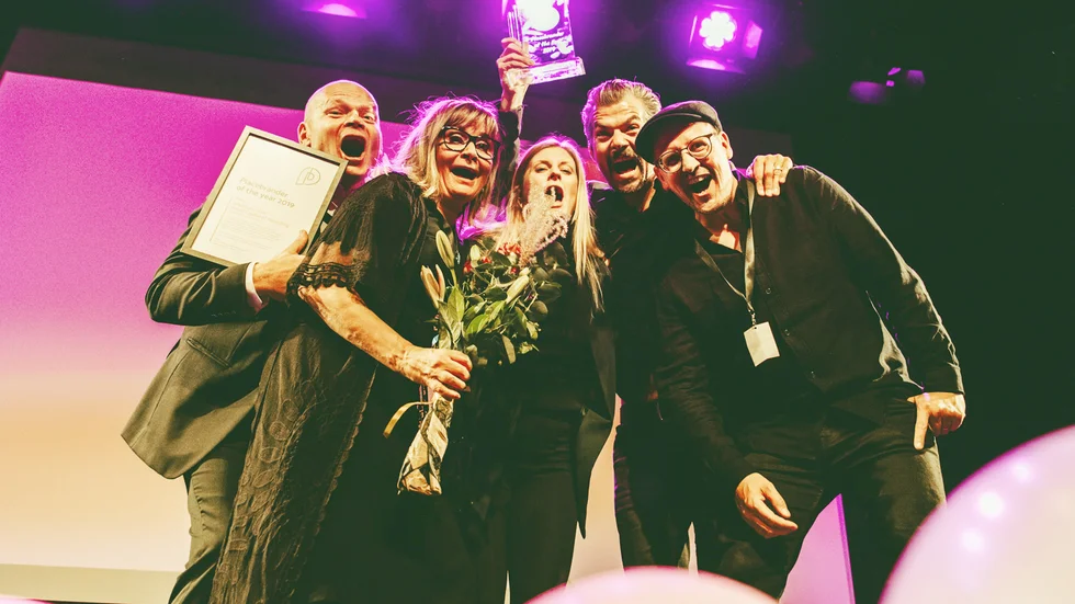 Eskilstuna blev vinnare av Placebrander of the year 2019. På bilden syns från vänster Vesa Hiltula, Eva Nordberg, Isabel Jansson, Martin Roos och Peter Nilsson.