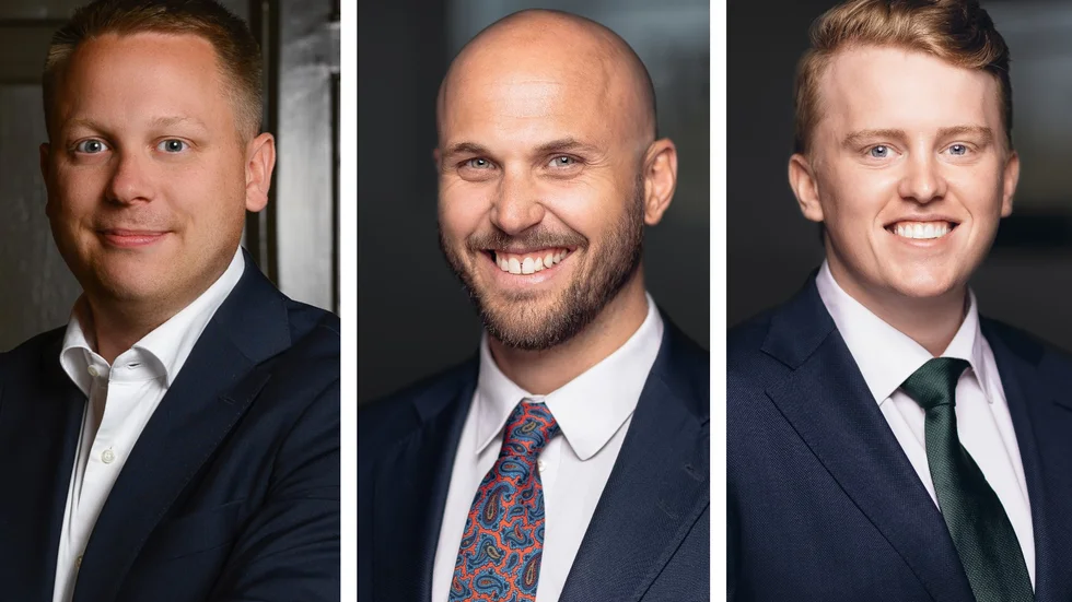 Trion som säljer för mest i Uppsala. Robin Gelinder, Widerlöv & Co, Martin Boholm, Notar och Albin Ruhl, Notar.