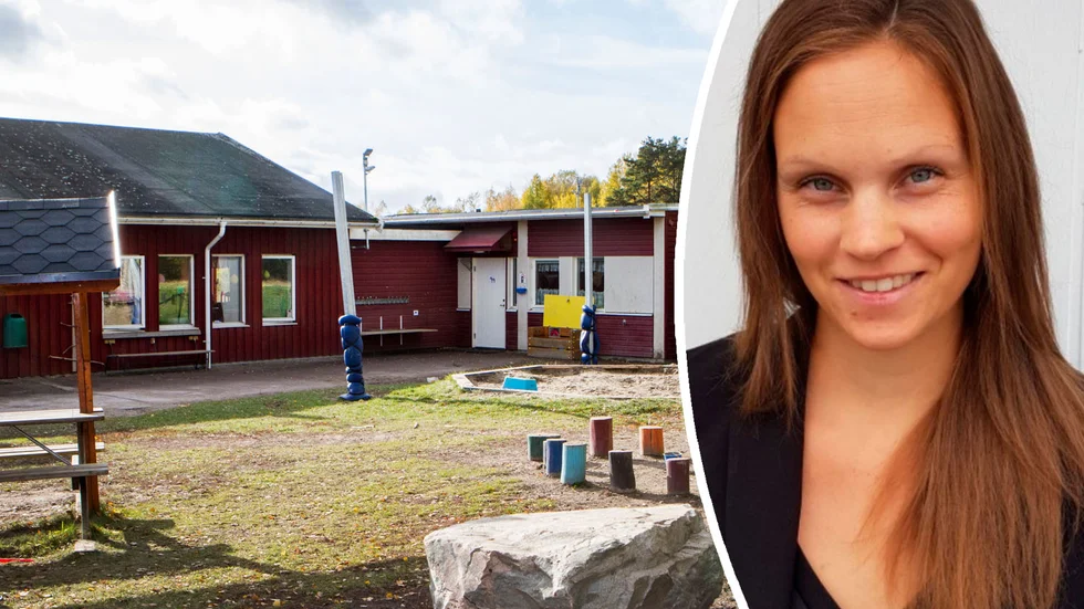 De äldre barnen på Harbo förskola gick tidigare här på Tegelbacken. Men på grund av mögel tvingades de flytta. Annika Carlström har sin dotter på förskolan och är missnöjd med hur kommunen löst situationen.