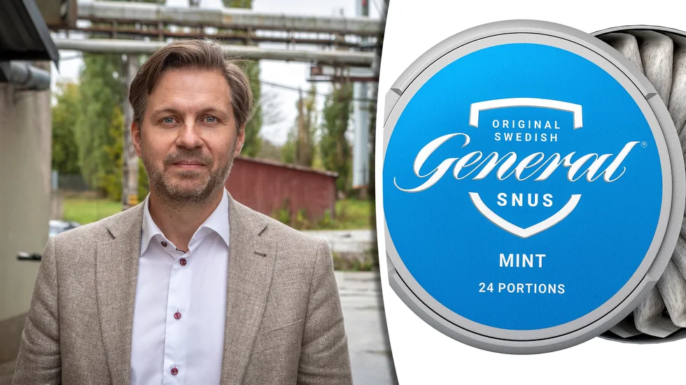 Joakim Tilly, Europachef på Swedish Match. Till höger: en av snusprodukterna som godkänts av FDA.