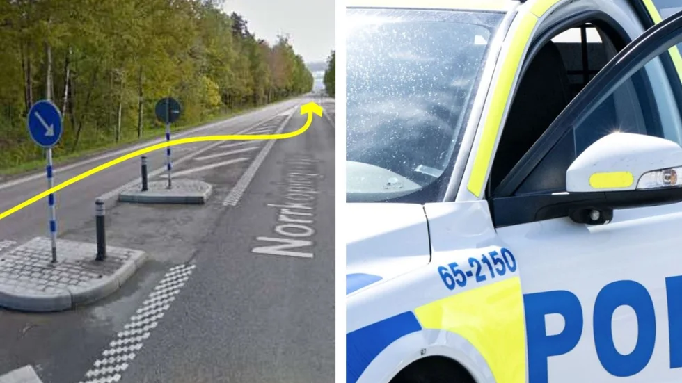 En 32-årig man passerade, enligt åklagaren, två refuger på fel sida i samband med en omkörning. (Bilden till vänster är hämtad ur förundersökningen.)