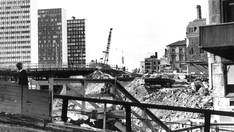 Rivningen av Klara i Stockholm under tidigt 60-tal.
