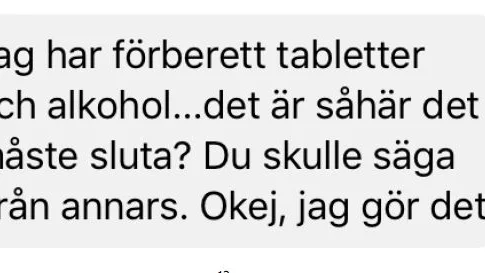 Ett av de meddelanden som den åtalade kvinnan misstänks ha skickat till en man i Eskilstuna.