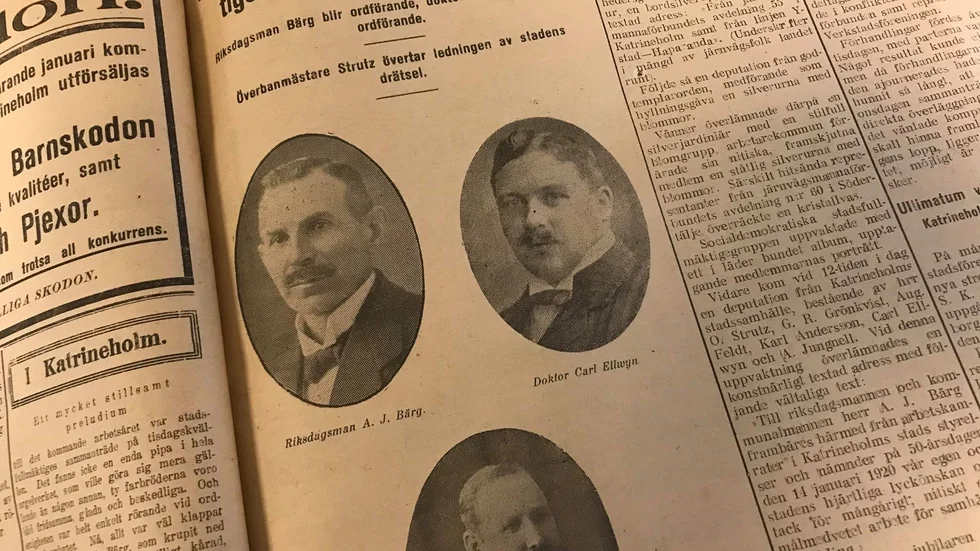 Kuriren för 100 år sedan: Riksdagsman Bärg, doktor Carl Ellwyn och överbanmästare Strutz i ledning för stadsfullmäktige och drätselkammaren.