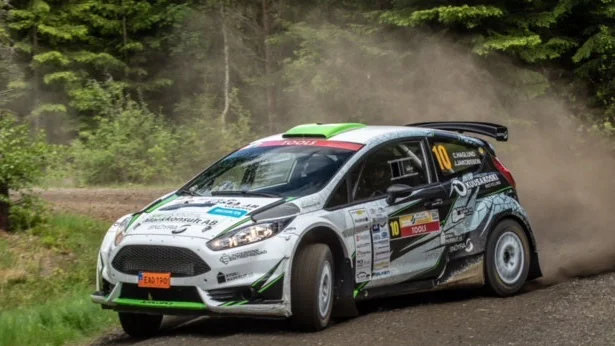 Christoffer Haglund körde in som trea i en rallytävling utanför Örebro.