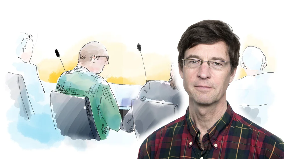 UNT:s Staffan Wolters om huvudmannen i Casinohärvan. Teckning från rättegången.