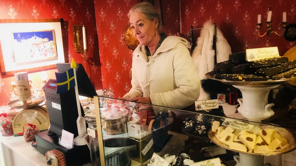 Maria Collin äger godisbutiken Augusta Janssons karamellfabrik i Sigtuna.