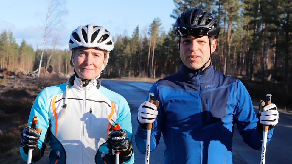 Nina och Patrik Bodegren har tränat tillsammans inför Vasaloppet 2020. 