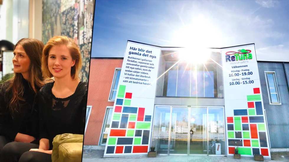 Sofia Bystedt (till höger), tillträdande centrumledare vid återbruksgallerian Retuna, tillsammans med den nuvarande centrumledaren Anna Bergström.