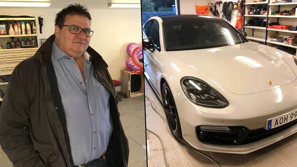 Garaget hemma hos Nyköpingsföretagaren Peter Blomqvist. Här skulle det stå en Porsche värd två miljoner kronor. Men den är stulen.