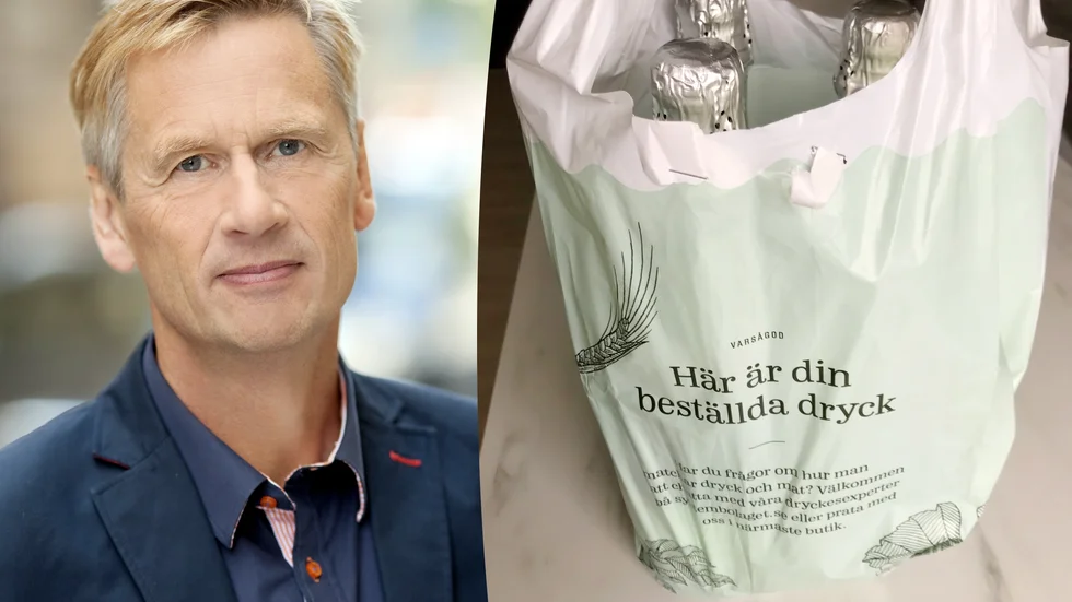 – Vi håller på och tittar på olika förpackningsmöjligheter. I dag levereras en till tre flaskor i en plastpåse till kunderna, säger Lennart Agén, presschef på Systembolaget.