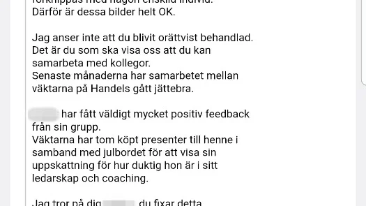 Textmeddelandet avslöjar chefen på Securitas.