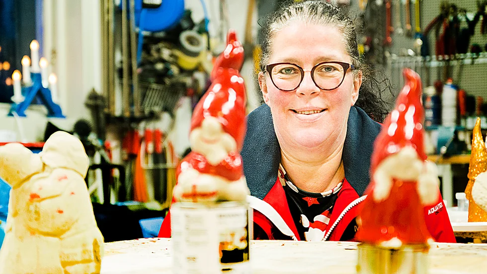 Eva-Lotta Widén Carlsson arrangerar julmarknad på Tomteland, mellan Valla och Katrineholm.