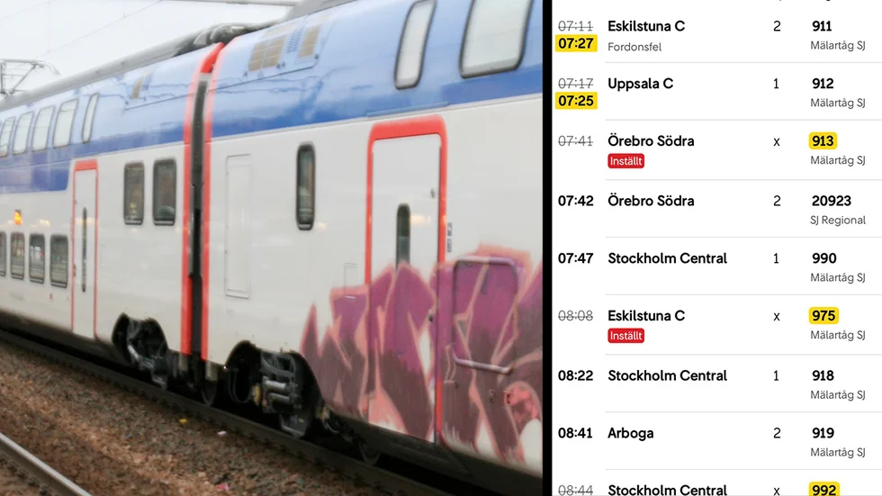 Totalt åtta tänkta avgångar om dagen från Eskilstuna C är inställda fram till 26 januari.