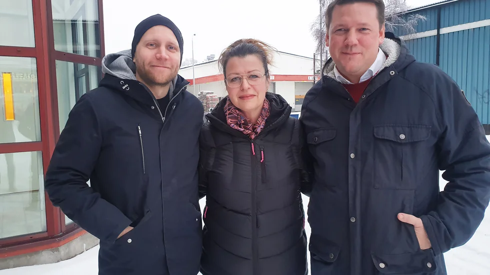 Triss i Kommunaltoppar. Henrik Alqvist  vid ett möte i Luleå med Zara Leghissa, ordförande för Kommunal Norrbotten, och Tobias Baudin, ordförande för Kommunal Sverige.