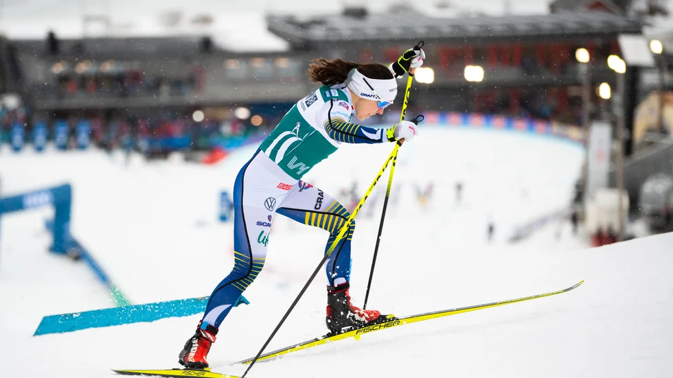 Charlotte Kalla under sprintkvalet.