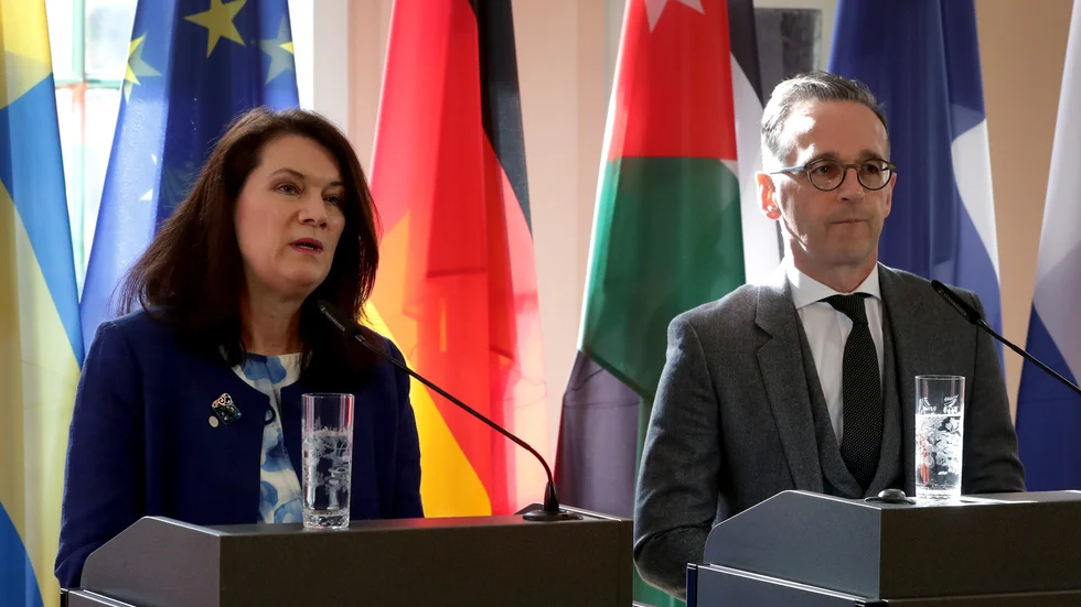 Utrikesminister Ann Linde (S) och tyske kollegan Heiko Maas i Berlin i går.