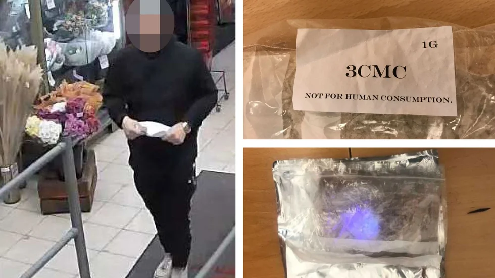 Den 23-årige mannen filmades av en övervakningskamera när han hämtade ut ett paket med narkotika i en livsmedelsbutik. 
