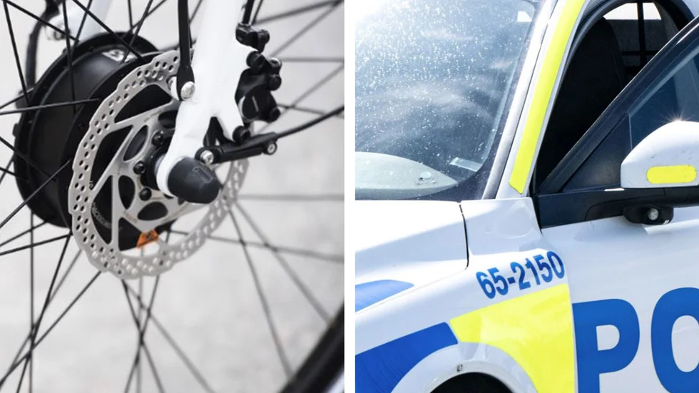Den 36-årige mannen försökte att cykla i från polisen på en stulen elcykel.