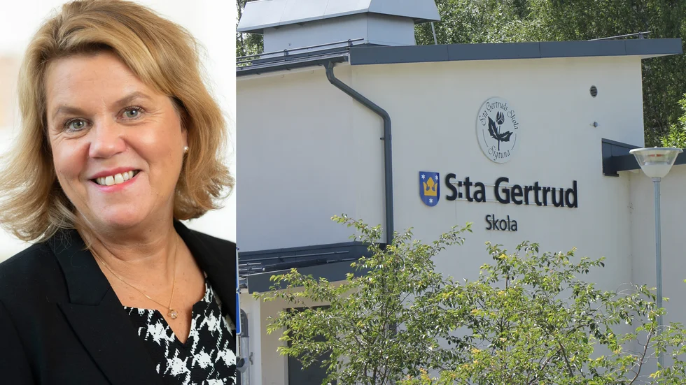 Rektorn Ingela Björk på Sankta Gertruds skola beslutade att hålla eleverna inomhus under eftermiddagen när den förrymda fången befann sig i området. 