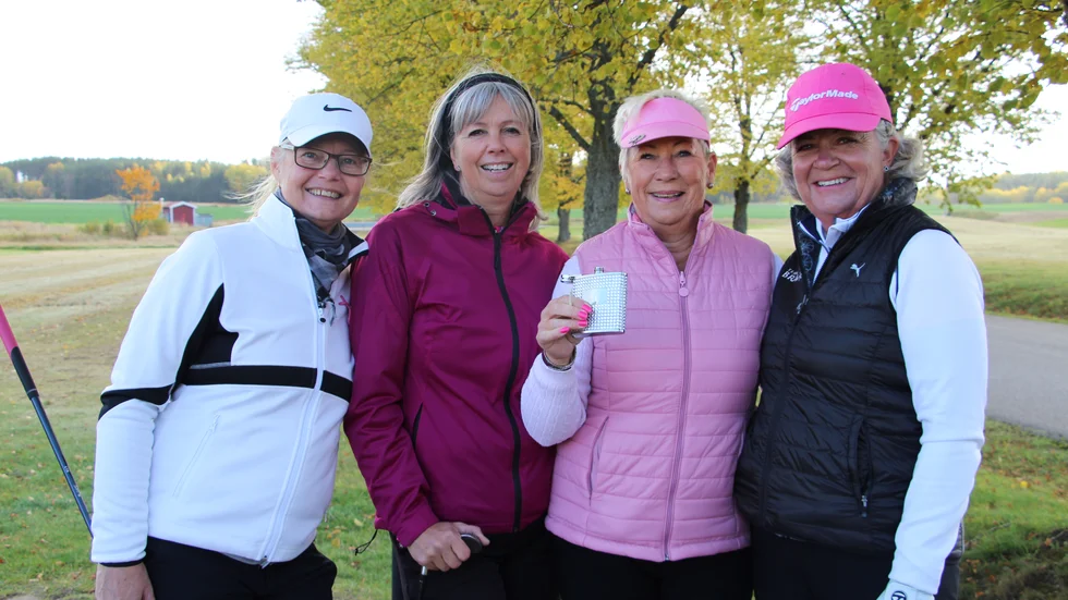 Magdalena Wennerström (t v), Lena Ottosson, Ann-Louise Hultberg och Marie Jonsson firade en birdie. 