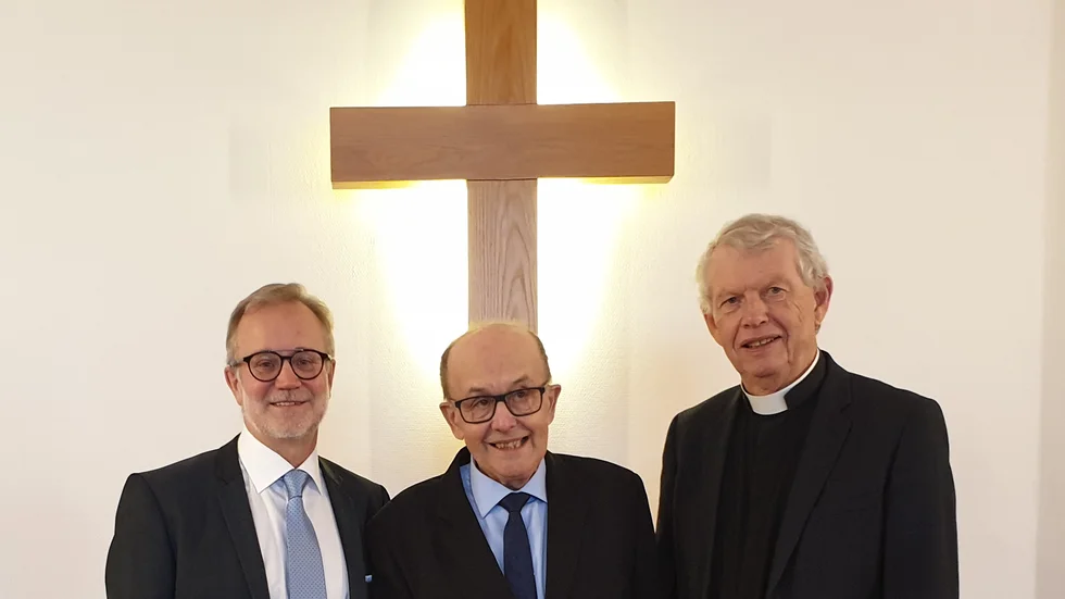 Vid Ekebergskyrkans jubileum deltog församlingens förste ordförande, Roy Löfquist, nuvarande ordförande Torbjörn Wirsenius och förre distriktsföreståndare, Lennart Johansson.