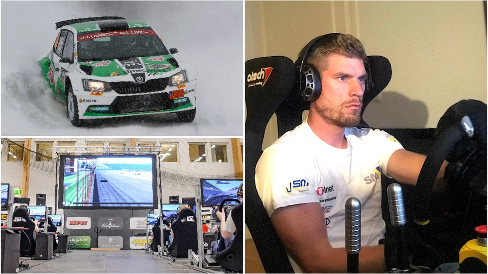 Mattias Adielsson är proffsförare i både vanlig rally och e-sport och nu har han siktat in sig på SM-guld i virtuell bilsport under SM-veckan.