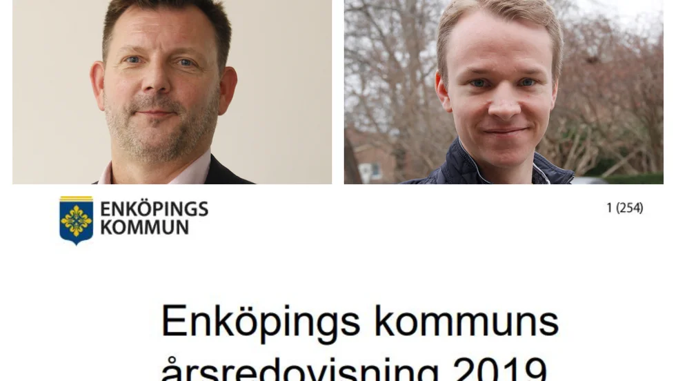Ingvar Smedlund och Jesper Englundh, finanskommunal- respektive oppositionsråd, är båda såväl glada som oroade över resultatet i den 254 sidor långa årsredovisningen för 2019.