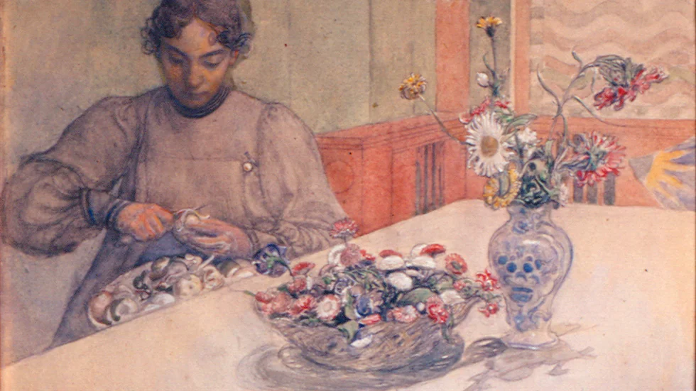 Carl Larsson-tavlan "Karin skalar äpplen" lyftes från auktionen på tisdagen.
