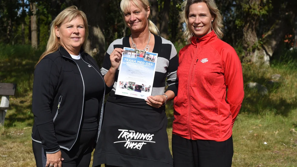 Helen Sjöström från Korpen, Maria Pettersson på träningshuset och Ida Blom från Friskis&Svettis arrangerar en prova på dag för att få fler att motionera mera.
