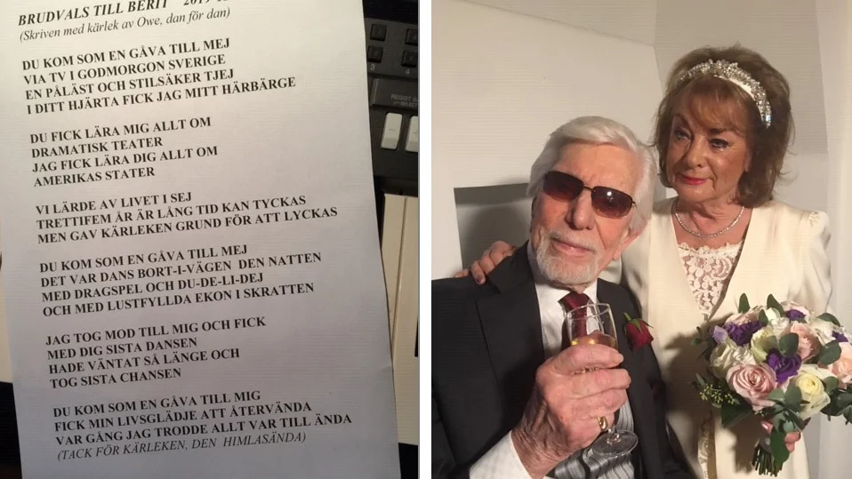 Owe Thörnqvist skrev "Brudvals till Berit" inför bröllopet med Berit Gullberg.