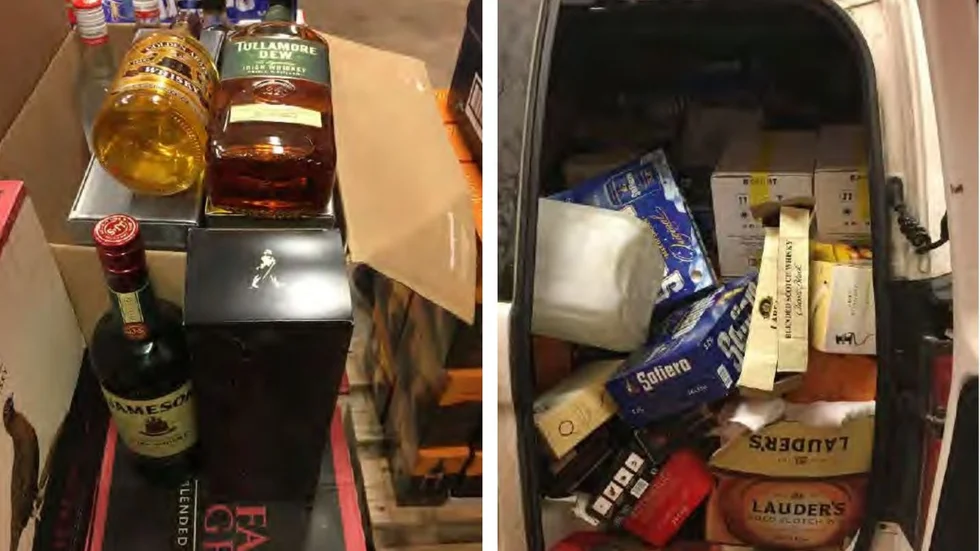 Den vita skåpbilen var fulllastad med sprit, vin och öl. 