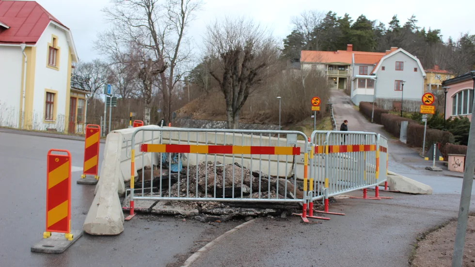 Ett av arbetena sker vid korsningen Grönedegatan/Torggatan.