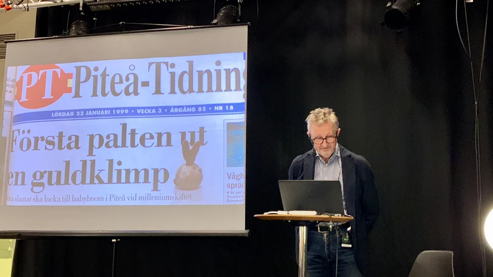 Åke Berggren, överläkare, berättade underhållande om projektet som inför millennieskiftet skulle öka barnafödandet i Piteå.