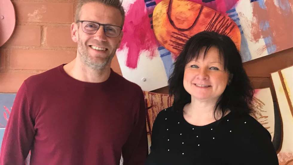 Anders Kindström och Ulrika Stolt, som båda är involverade i planeringen av Företagargalan, som nu skjuts fram till efter sommarn.