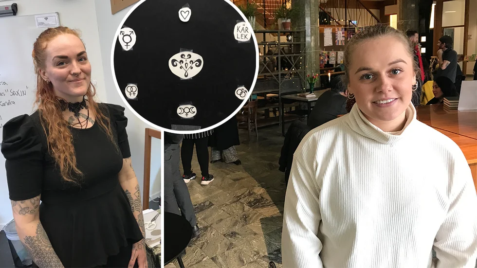 Sofia Liedberg (höger) från tjejjouren Meja föreläste om våldsporr, dess inverkan på unga människor och deras syn på sex och samtycke. Mikaela Asplund (vänster) gaddade för välgörenhet.