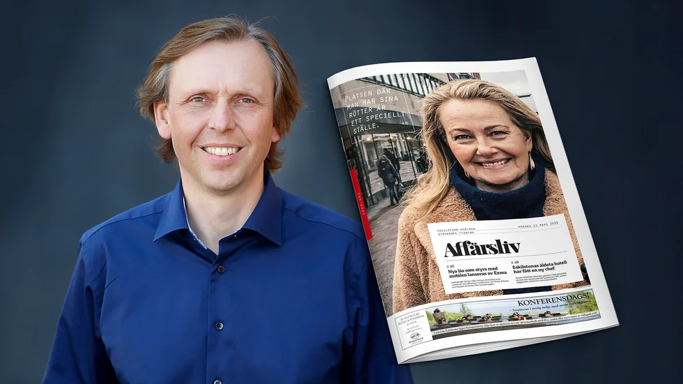 Joachim Sorbe är redaktör för Affärsliv. Här håller han i det rykande färska första numret av magasinet i sin nya tappning.