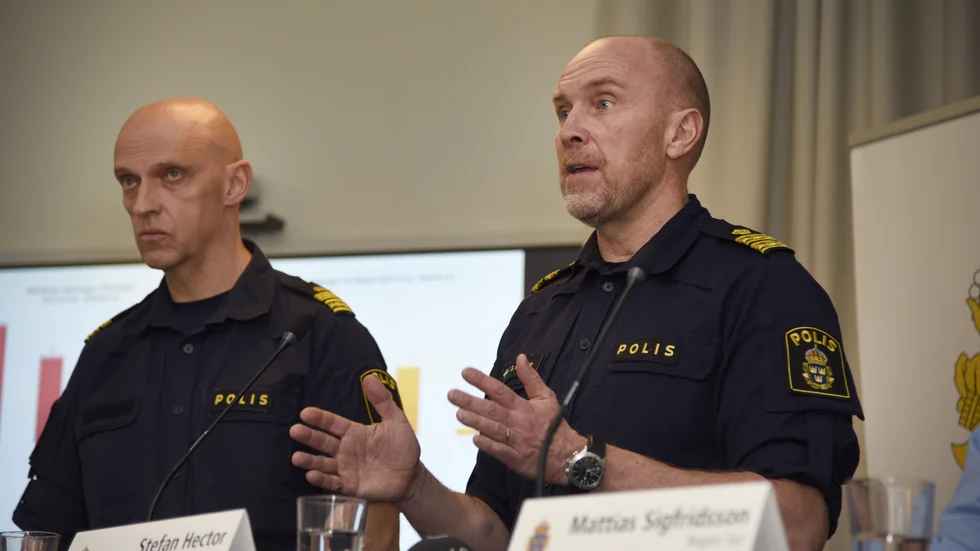 Stefan Hector th, nationell kommenderingschef för Rimfrost och Jale Poljarevius, kommenderingschef i polisregion Mitt.