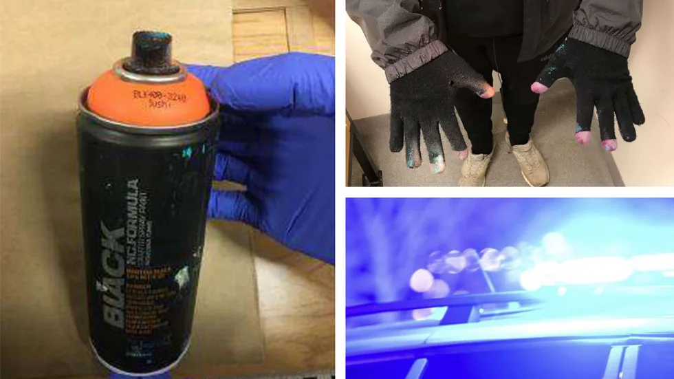 Den 24-årige mannen hade färg på sina kläder. Bilder ut poliens förundersökning. 