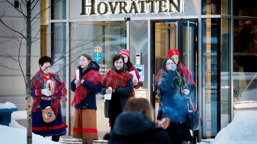 JK har beslutat att staten ska ersätta Girjas sameby för rättegångskostnaderna, totalt 16,6 miljoner kronor. Bilden togs i samband med förhandlingarna i hovrätten för Övre Norrland i Umeå 2018.
