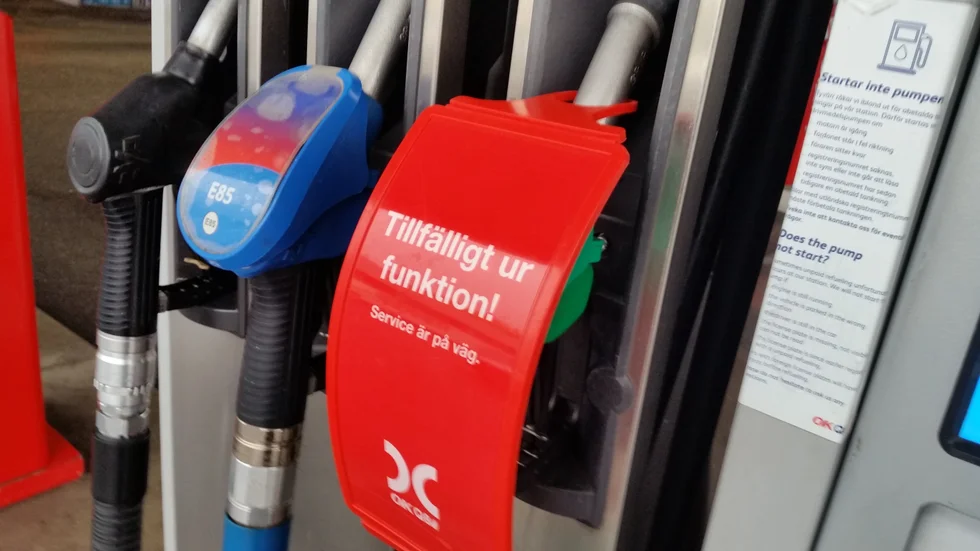 Bensinpumparna på OKQ8-macken är nu avstängda.