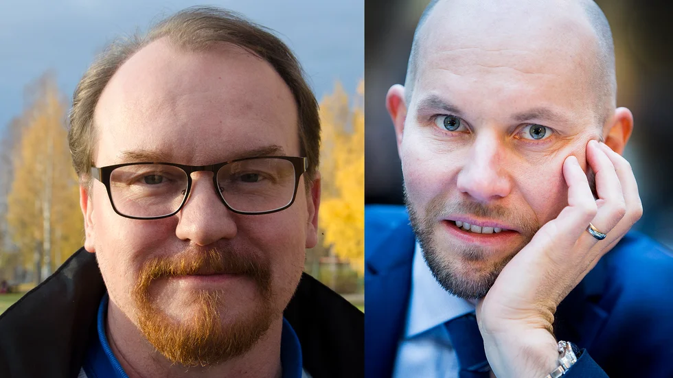Kommunalrådet Claes Nordmark (S) till höger anklagade oppositionspolitikern Hendrik Andersson (L) för ohederlig debatteknik, men han vidhöll sin uppfattning. "Ska vi slippa hamna i rättsliga instanser så bör man göra en återremiss. Det är min absoluta övertygelse", sa Andersson. 