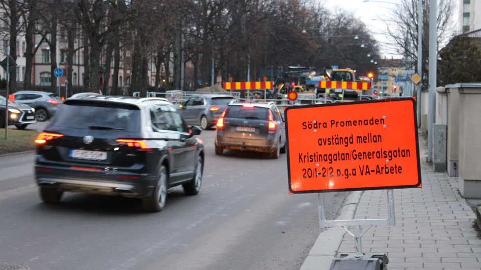 Risk för köer i rusningstrafiken när Nodra byter vattenledning under Södra Promenaden.