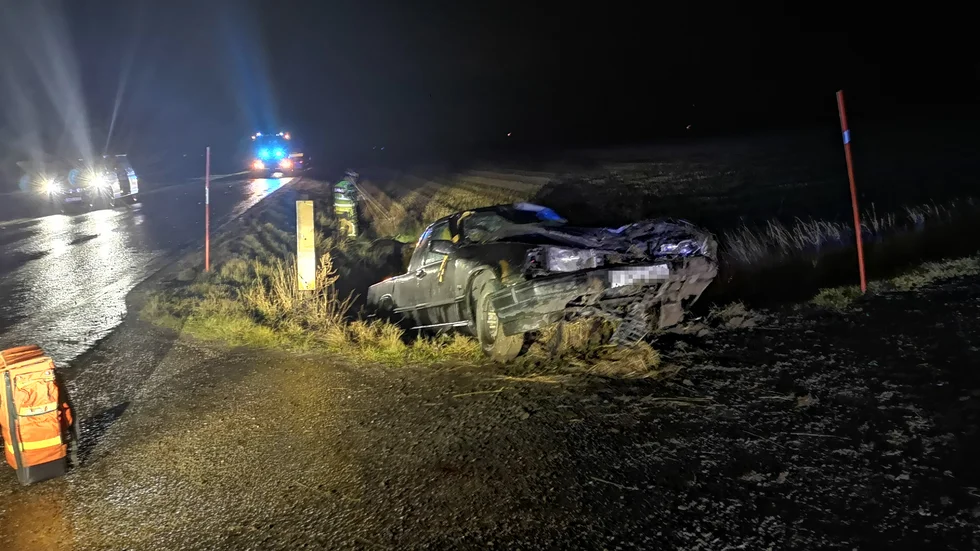 Två personer befann sig i en epatraktor som kolliderade med en älg under natten till lördag.