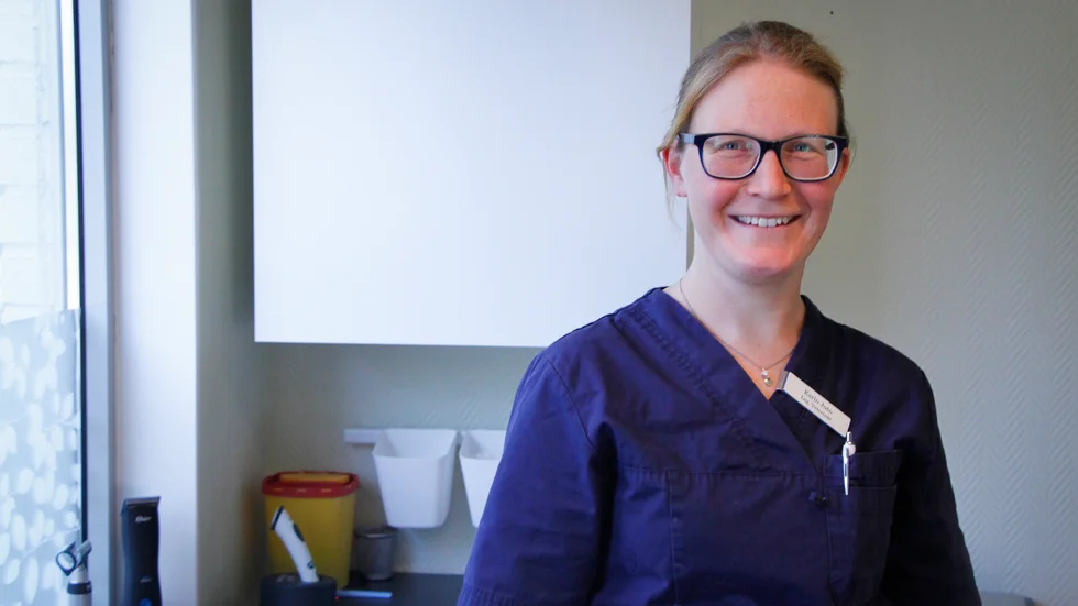 Karin Juto, 36 år, är ägaren av Lagunda veterinärstation. "Vi har fått ett väldigt bra mottagande från de som bor här."