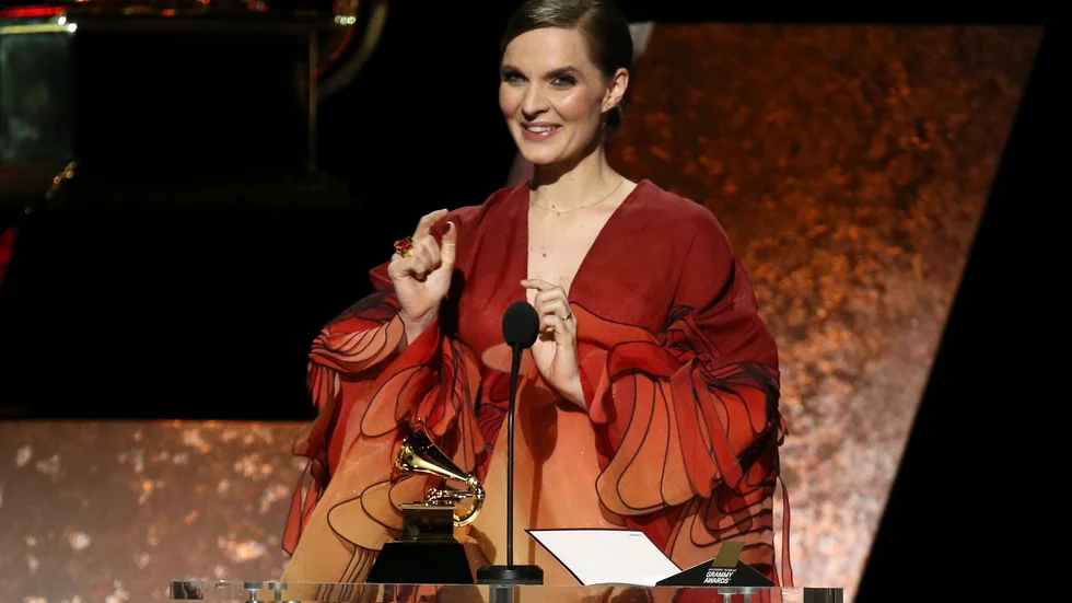 Hildur Gudnadóttir har redan en Grammy och en Oscar nu tilldelas hon en BMI-statyett. Arkivbild.