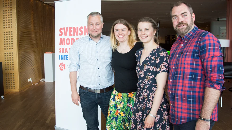 De  socialdemokratiska riksdagsledamöterna från Norrbotten – fr v Linus Sköld, Älvsbyn, Emilia Töyrä, Kiruna, Ida Karkiainen, Haparanda, och Fredrik Lundh Sammeli, Luleå – kräver fler utbildningsplatser till länet.
