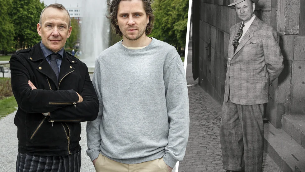 Manusförfattaren och skådespelaren Bengt Braskered (till vänster) har skrivit manus till SVT:s nästa stora epokdrama. Det hela kretsar kring Haijbyaffären där skådespelaren Sverrir Gudnason spelar titelrollen som källarmästaren Kurt Haijby.