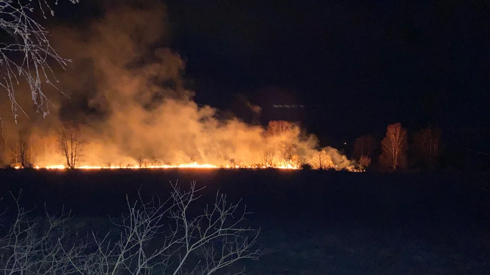 Bild från natten mot tisdagen, när det brann i skogen.